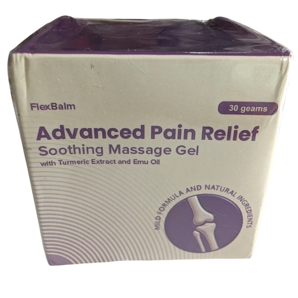 FlexBalm Advanced Pain Relief Soothing Massage Gel Turmeric Emu Oil 30g 1oz